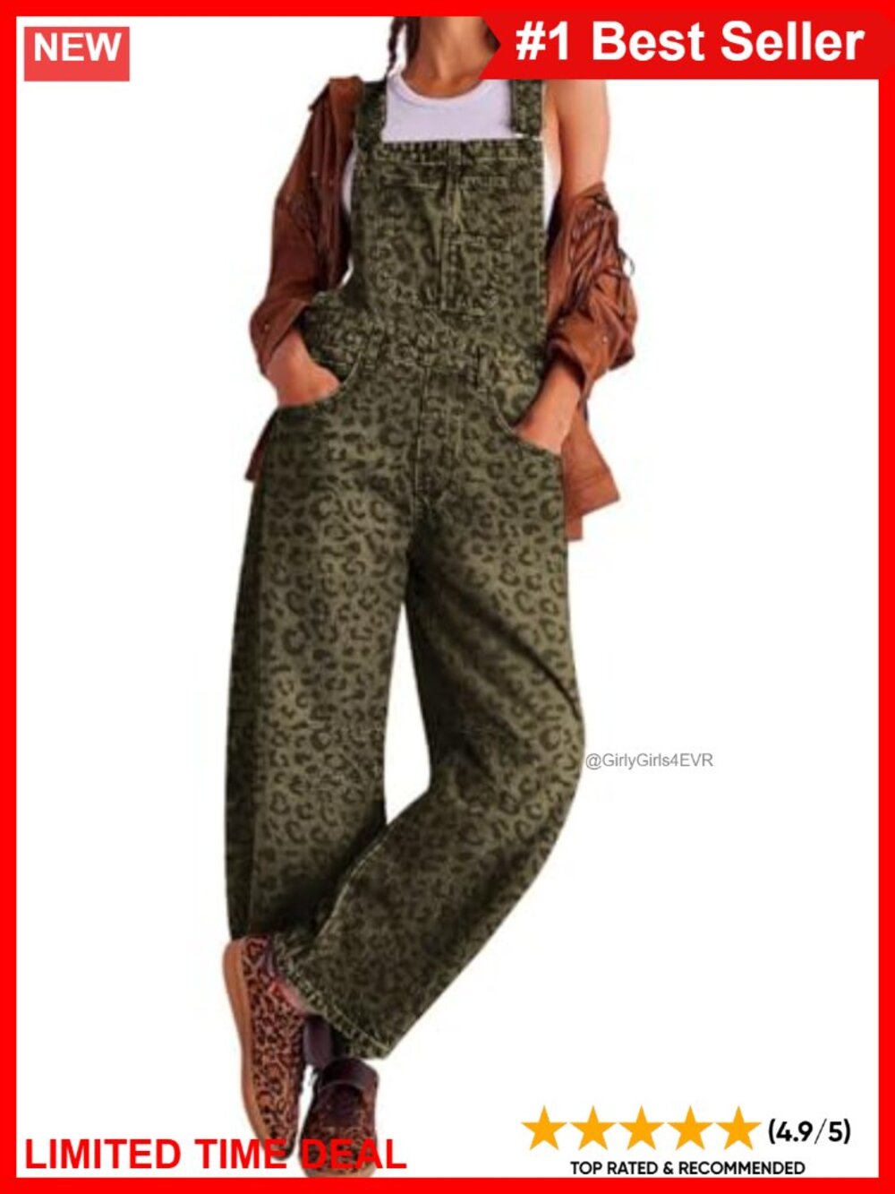 loveimgs Women's Baggy Barrel Leg Denim Overalls Wide Leg Cotton Bib Jeans